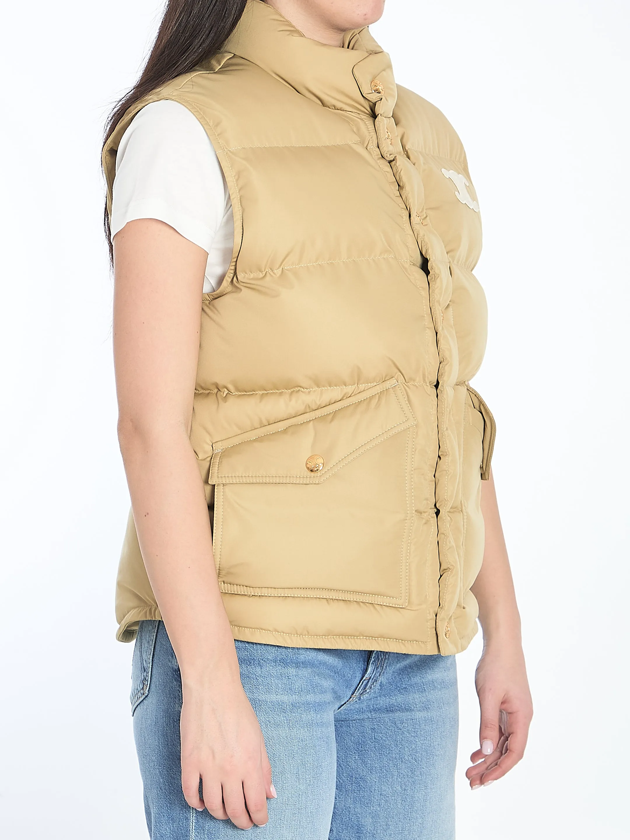 Celine Quilted Vest In Beige