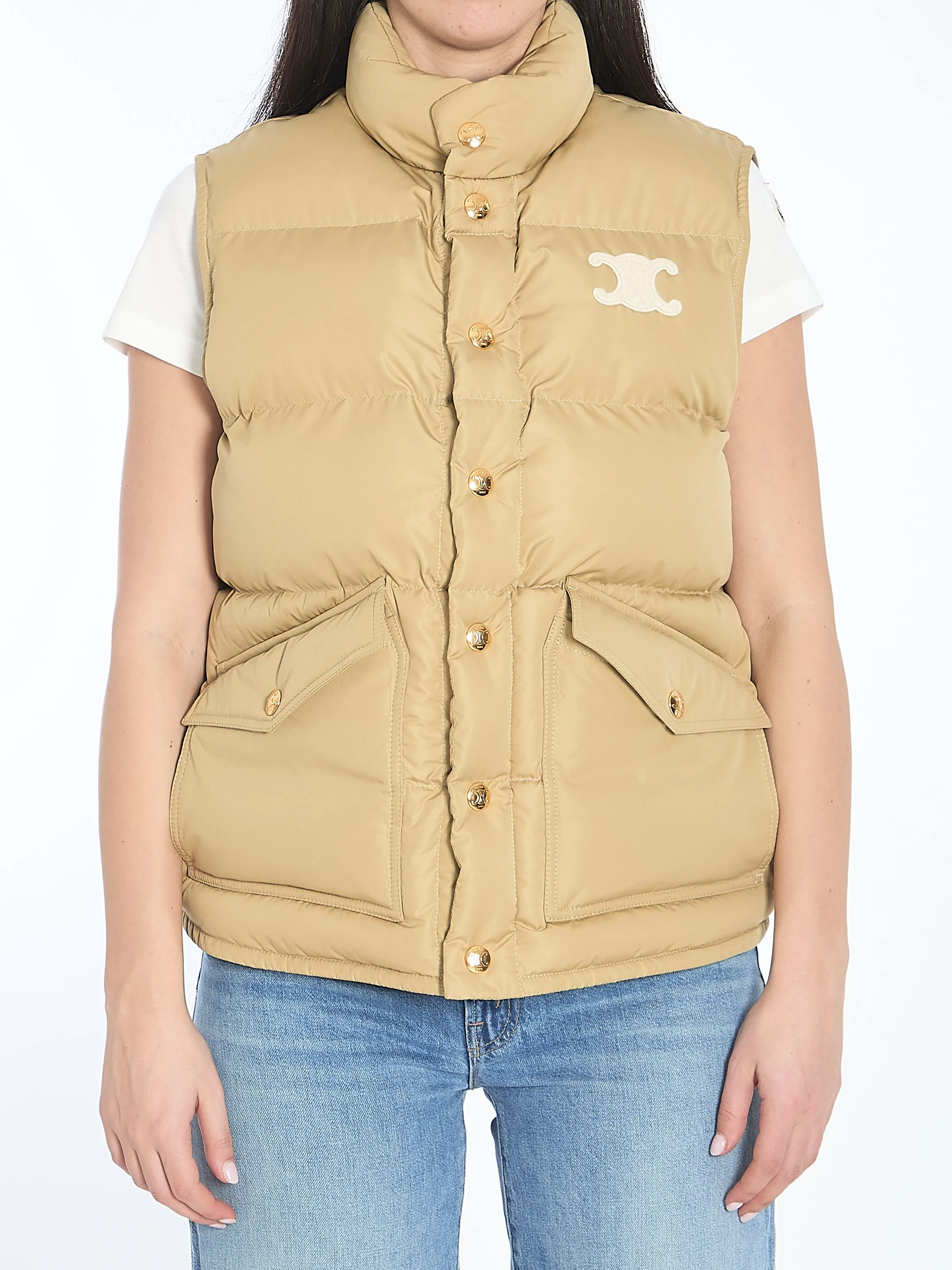 Celine Quilted Vest In Beige