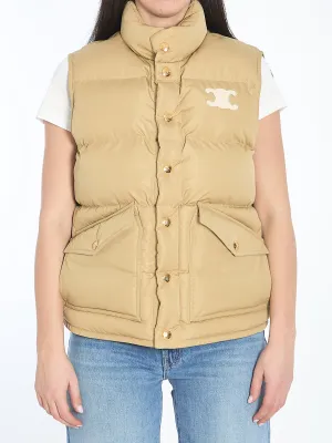 Celine Quilted Vest In Beige