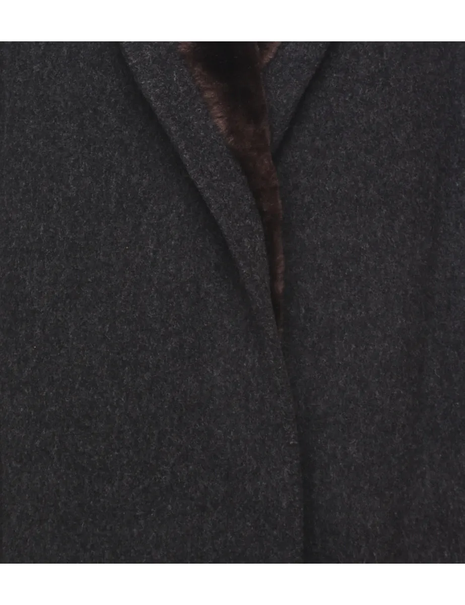 Dark Grey Fur Collar Coat - XS