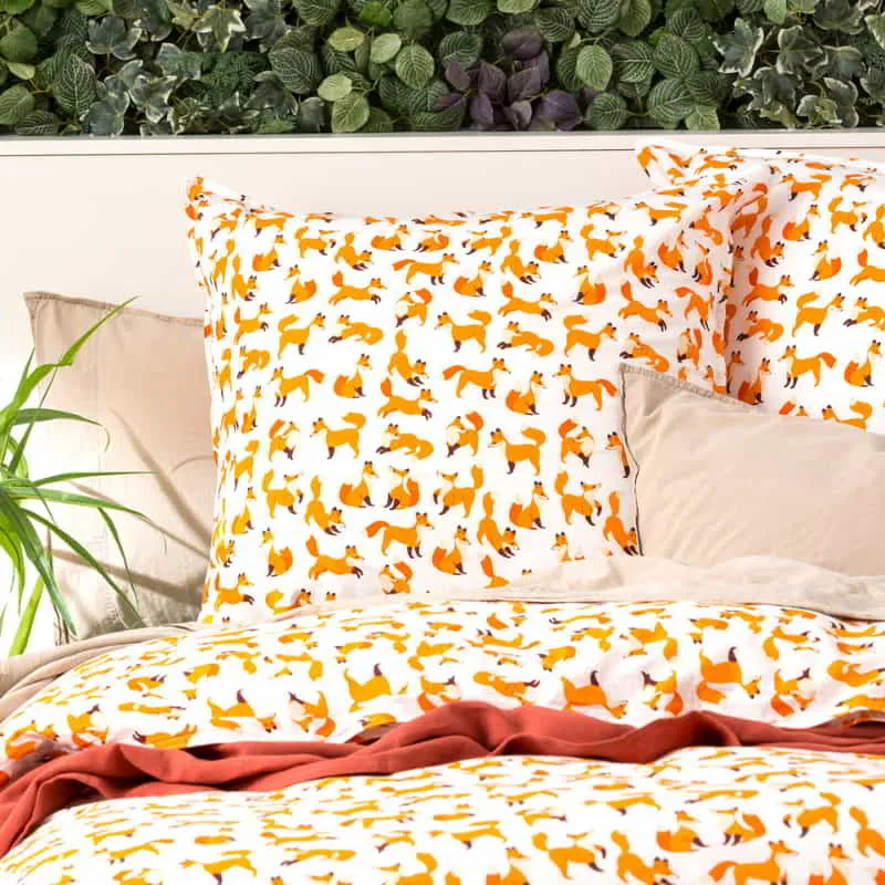 Renee Taylor European Vintage Washed Printed Cotton Fox Quilt Cover Set