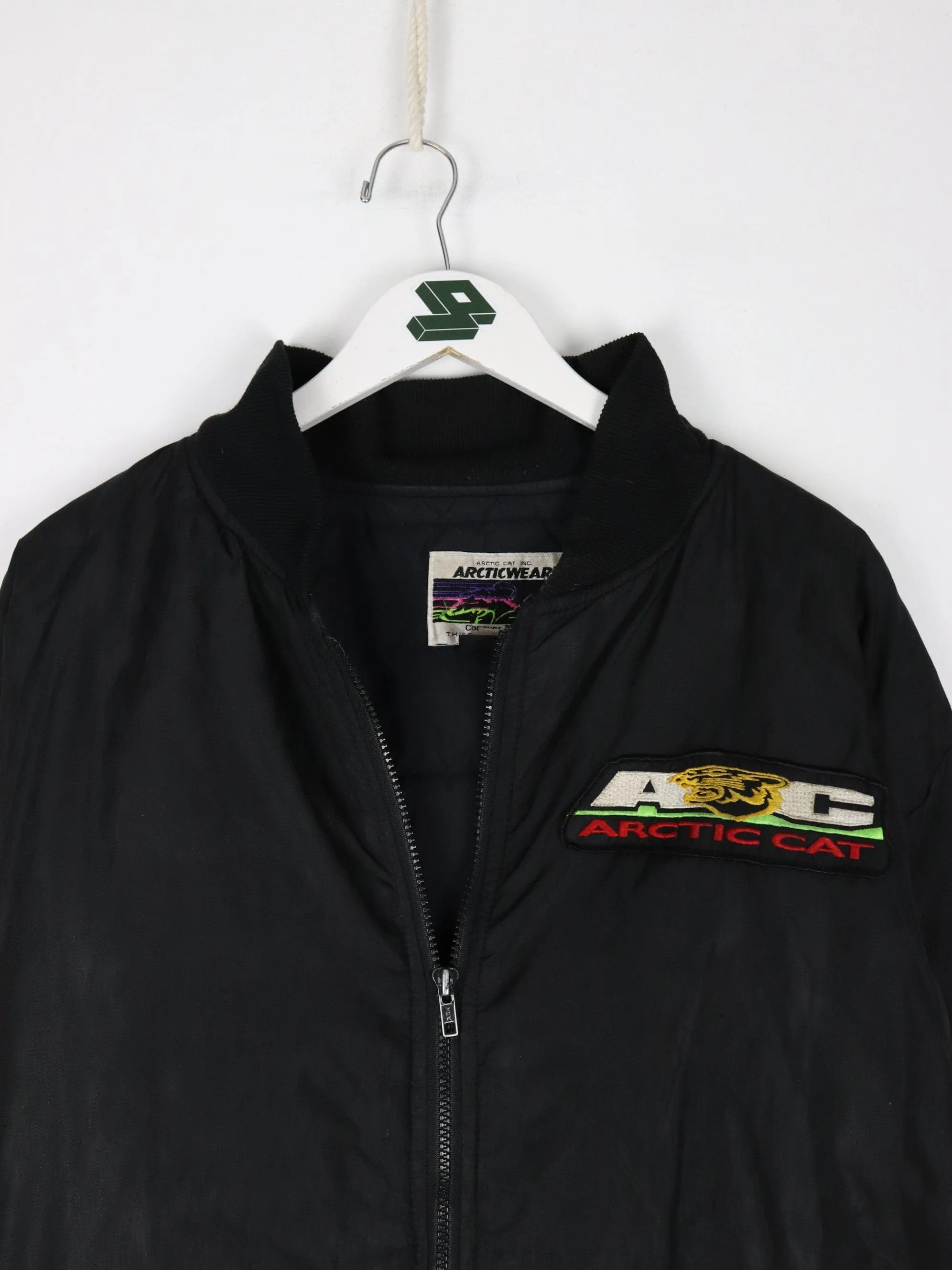 Vintage Arctic Cat Jacket Mens XL Black Racing Coat