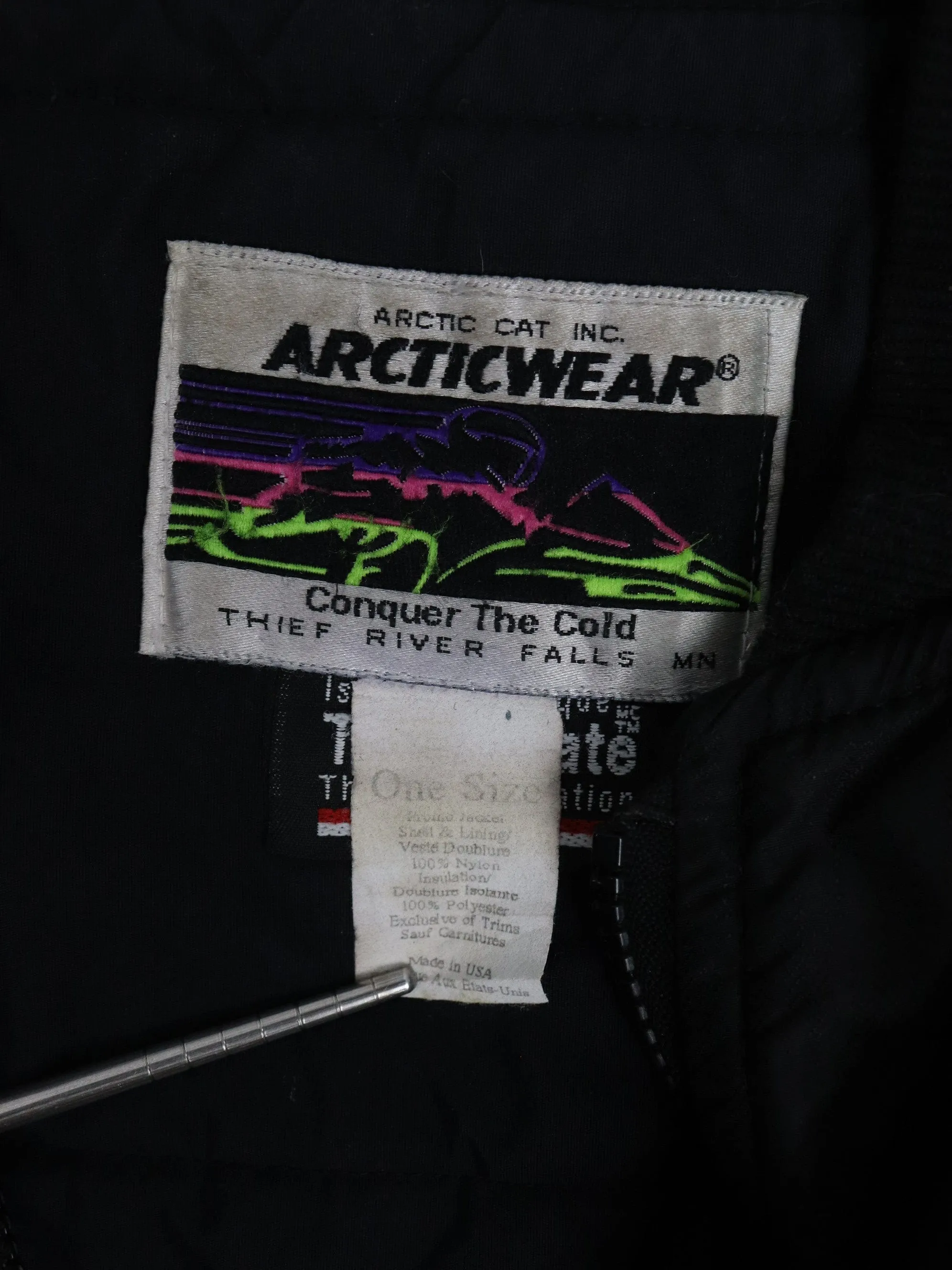 Vintage Arctic Cat Jacket Mens XL Black Racing Coat