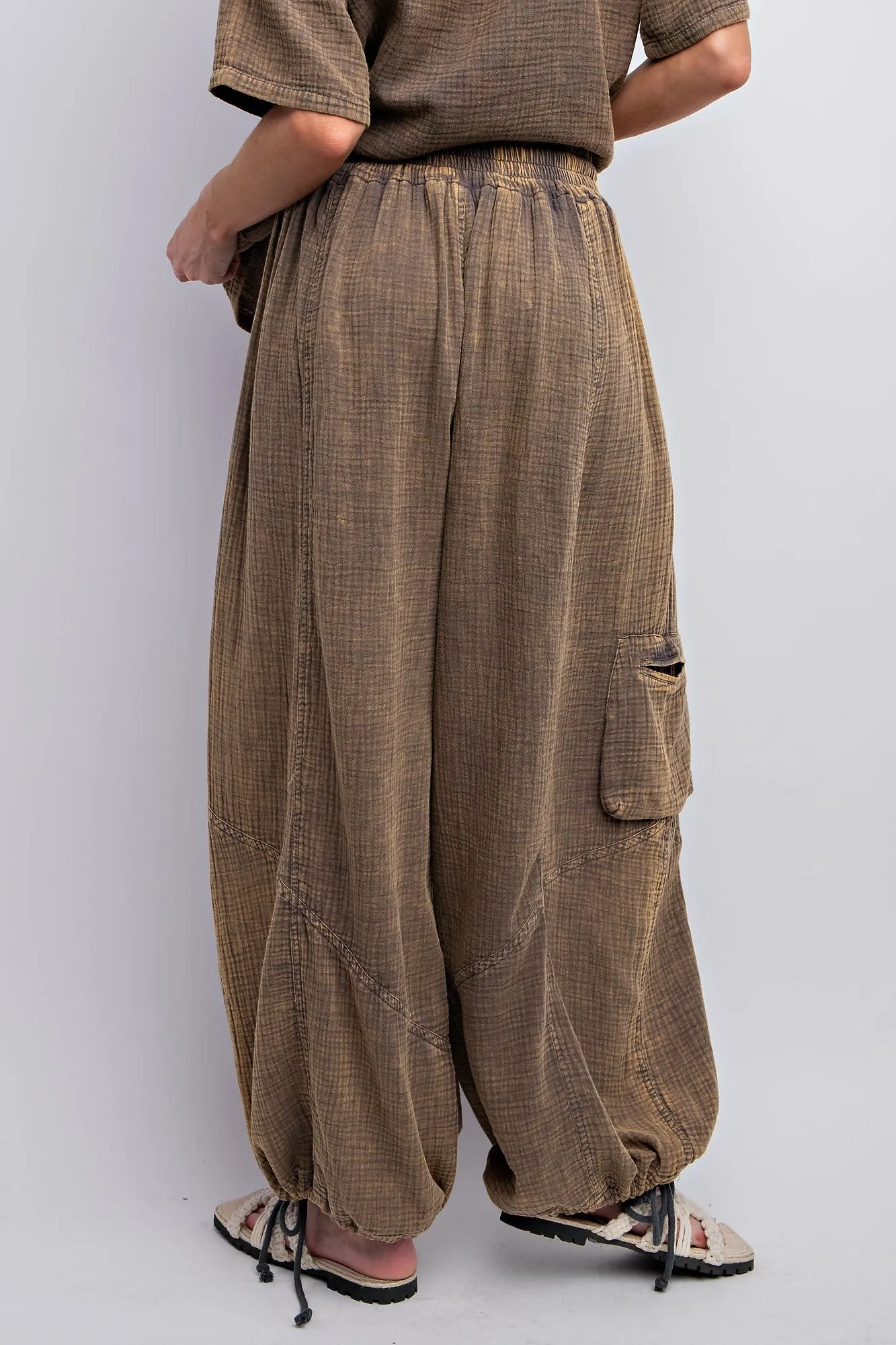 Wynonna Washed Cotton Gauze Pant (Ash Olive)